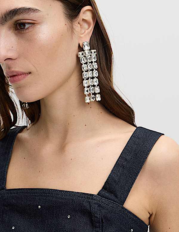 Cotton Rich Embellished Square Neck Denim Top