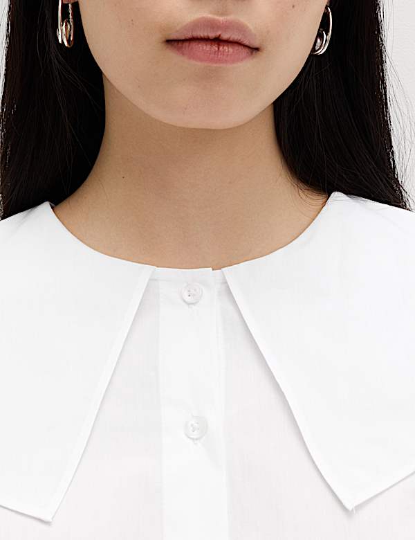 חולצת מכותנה טהורה עם צווארון - IL