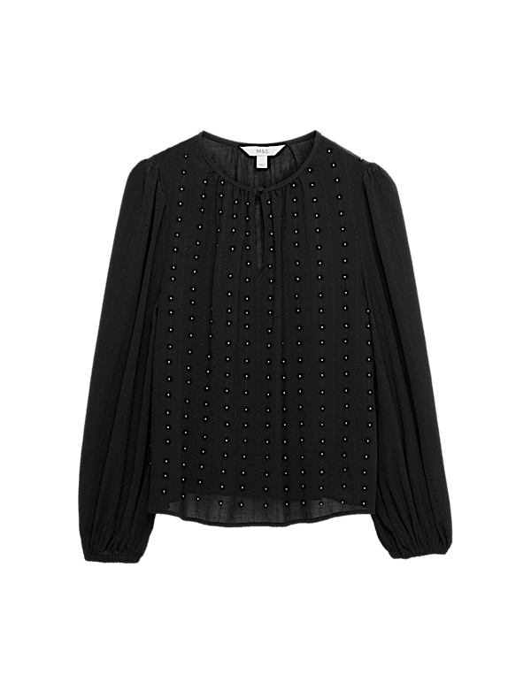 Studded Blouson Sleeve Blouse