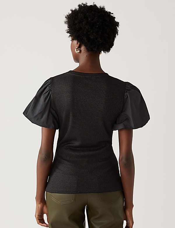 Jersey Ribbed Round Neck Regular Fit Top