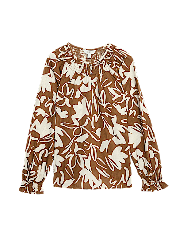 Pure Cotton Printed Puff Sleeve Blouse