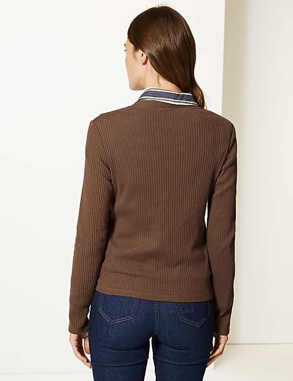 Ribbed V-Neck Cardigan