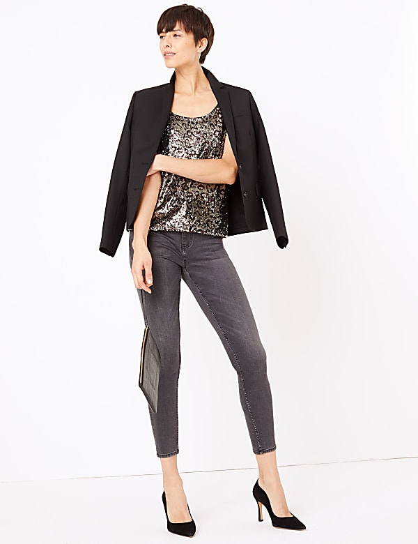Animal Print Sequin Vest Top