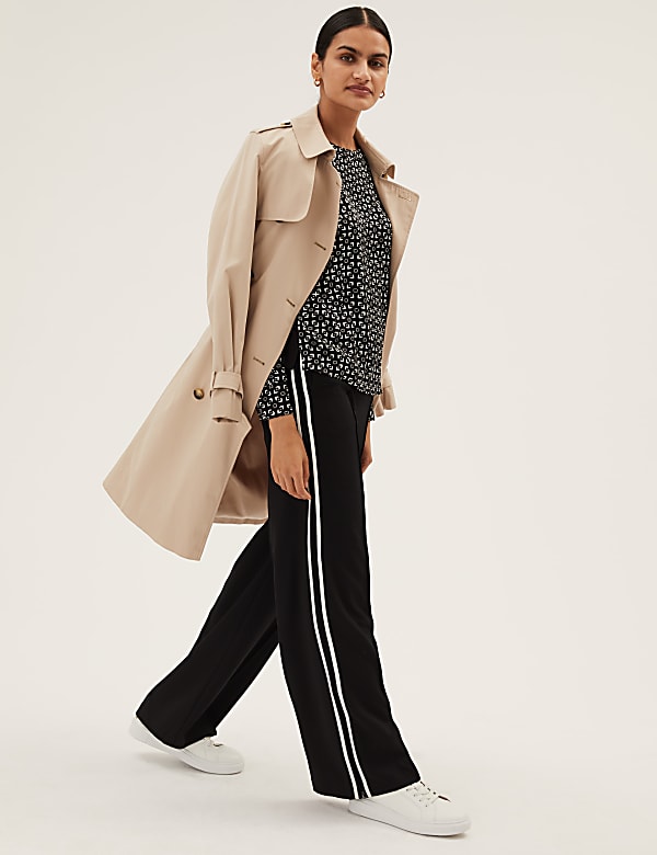 Jersey Geometric Round Neck Regular Fit Top