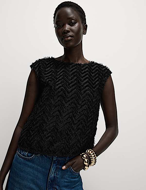 Top à manches courtes et motif jacquard - LU