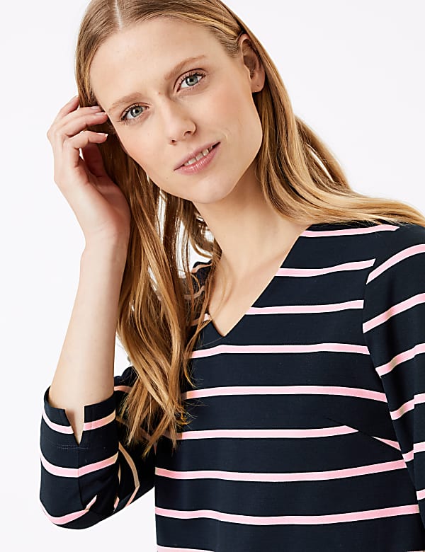 Striped 3/4 Sleeve Tunic