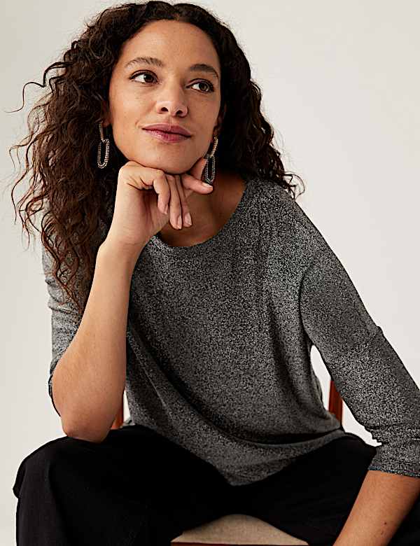 Sparkly Round Neck Regular Fit Top