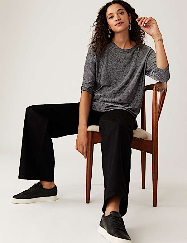 Sparkly Round Neck Regular Fit Top