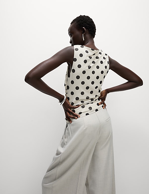 Jersey Polka Dot Regular Fit Sleeveless Top