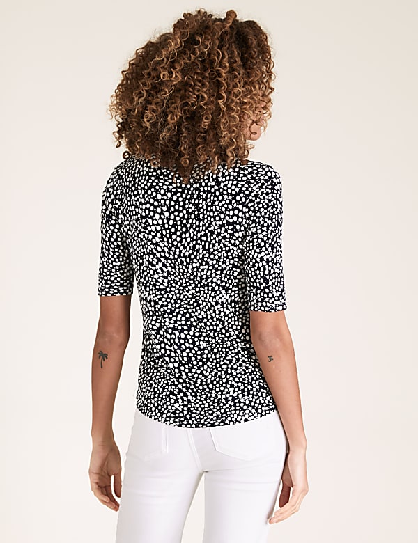 Polka Dot Fitted Short Sleeve Top