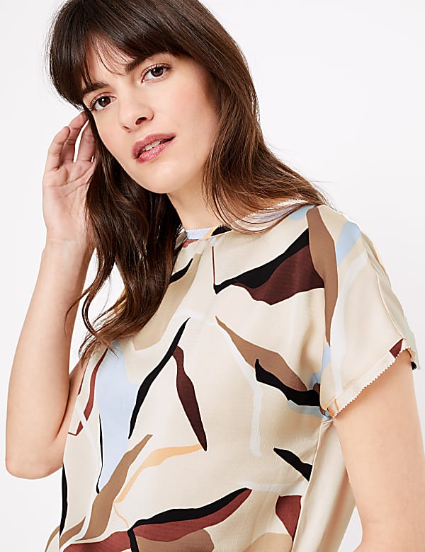 Printed Slash Neck Straight Fit Blouse