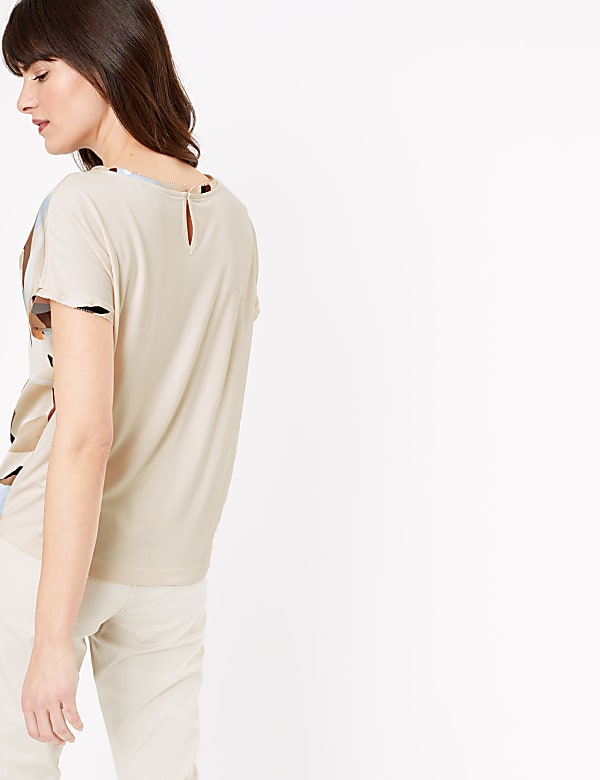 Printed Slash Neck Straight Fit Blouse