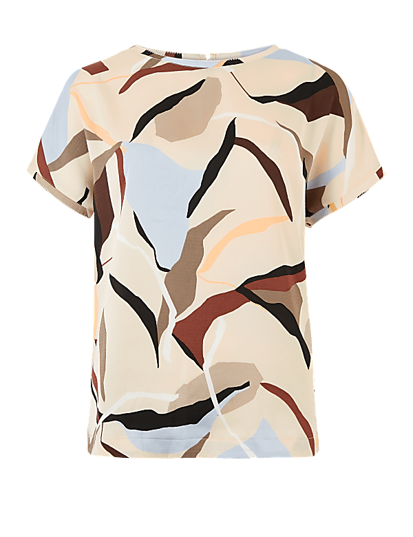 Printed Slash Neck Straight Fit Blouse