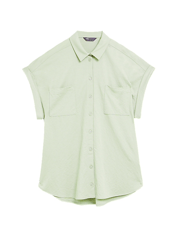 Jersey Collared Relaxed Short Sleeve Shirt