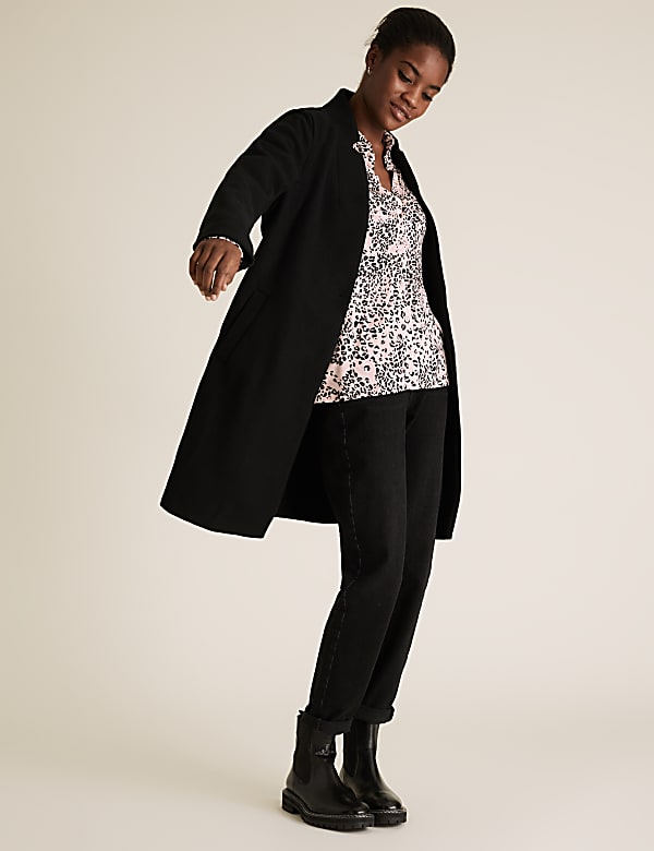Jersey Animal Print Collared Top