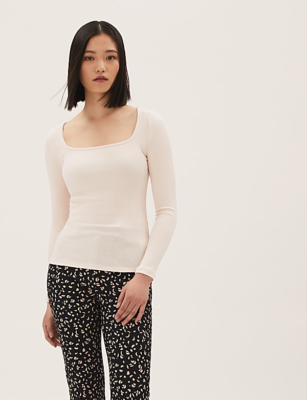 Square Neck Long Sleeve Top