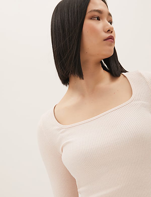 Square Neck Long Sleeve Top