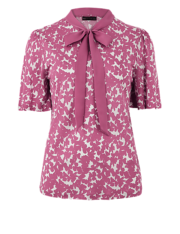 Printed Tie Neck Blouse