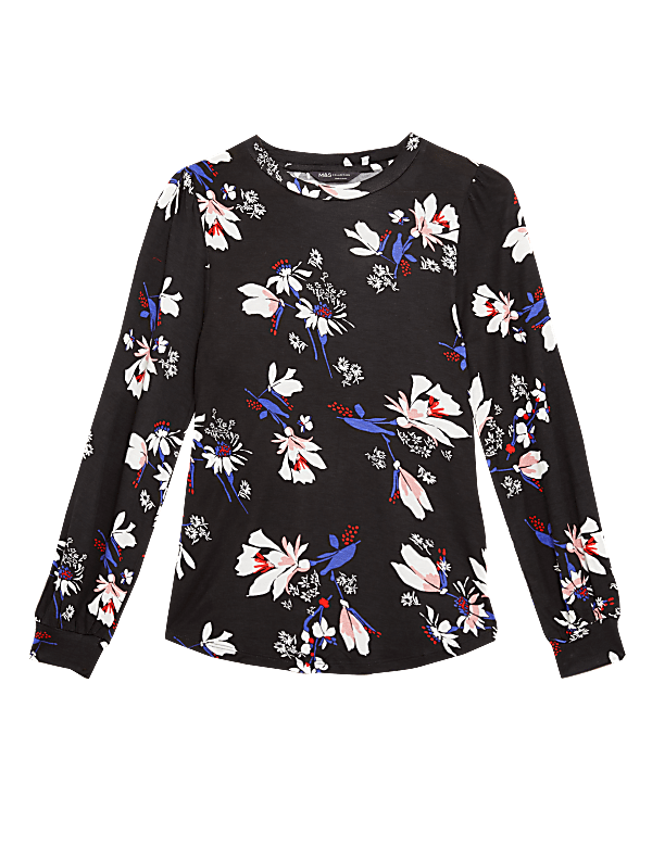 LS High Neck Floral Luxe Tee