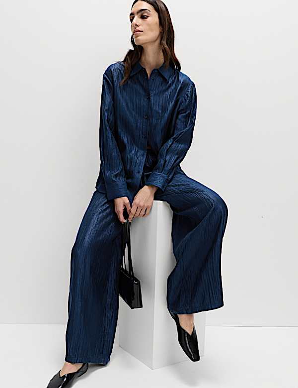 Lyocell Rich Crinkle Collared Shirt