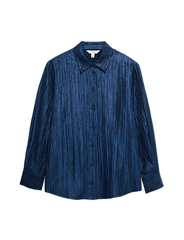 Lyocell Rich Crinkle Collared Shirt