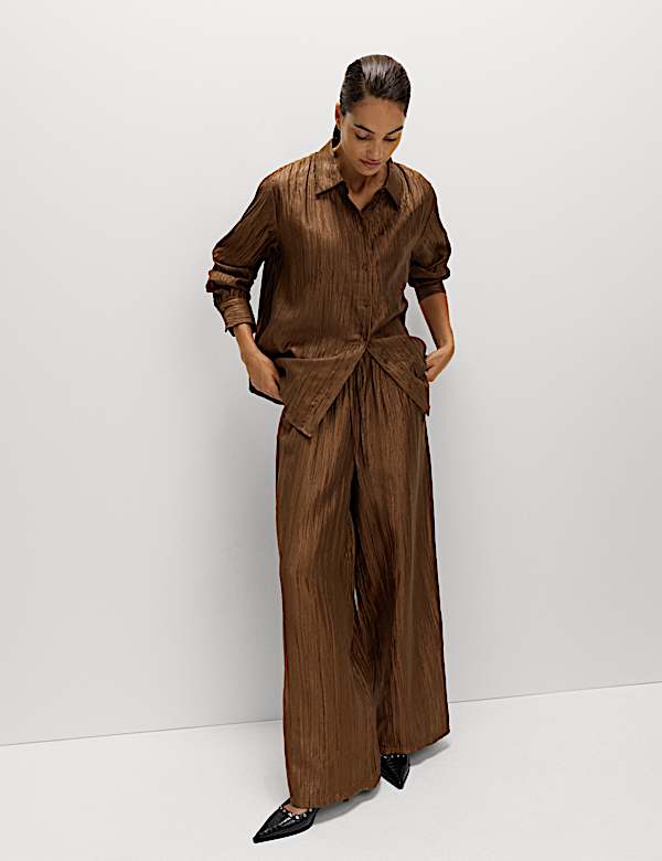Lyocell Rich Crinkle Collared Shirt