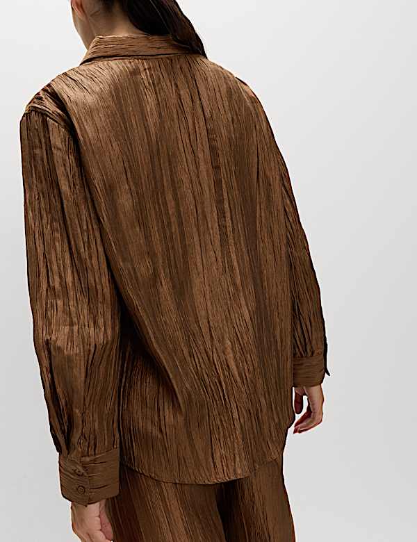 Lyocell Rich Crinkle Collared Shirt