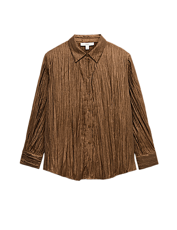 Lyocell Rich Crinkle Collared Shirt