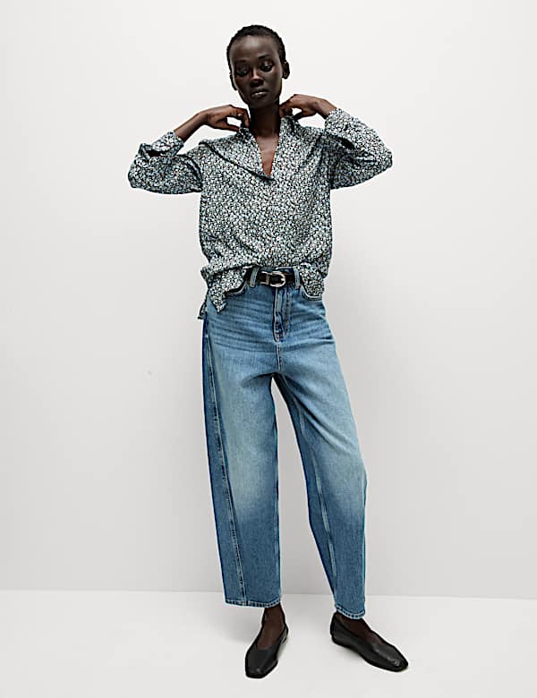 Printed Collared Button Through Shirt