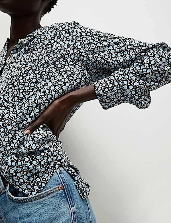 Printed Collared Button Through Shirt