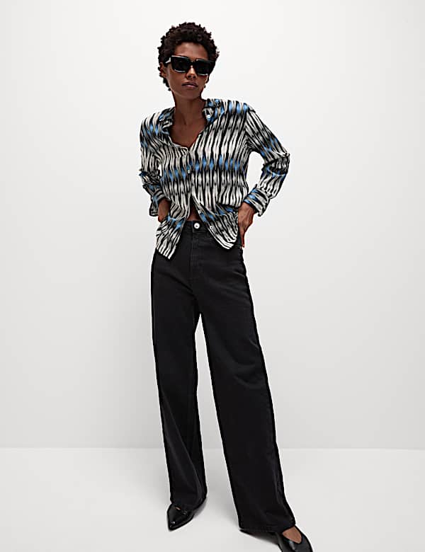 Printed Collared Button Through Shirt