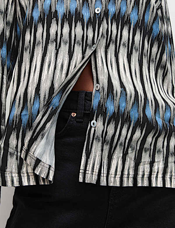 Printed Collared Button Through Shirt