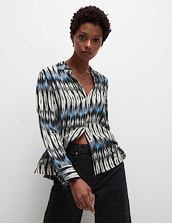 Printed Collared Button Through Shirt