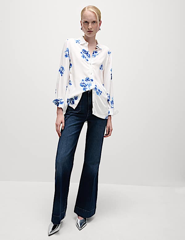 Printed Collared Button Through Shirt