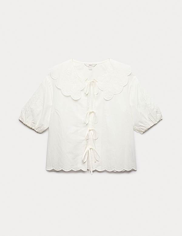 Haftowana bluzka z kołnierzykiem 100% bawełny - PL