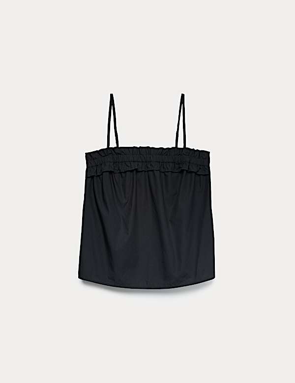 Pure Cotton Ruched Sleeveless Cami Top - US