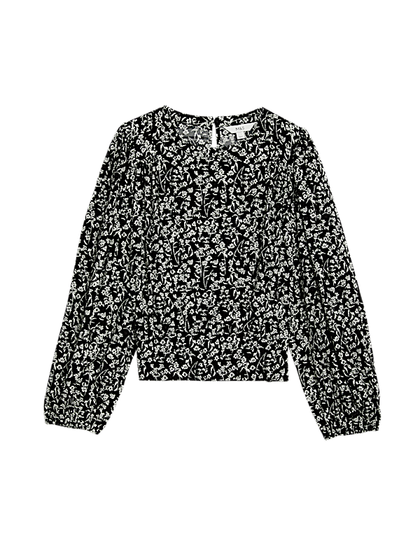 Cotton Blend Floral Blouse