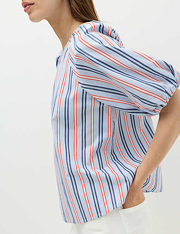 Pure Cotton Printed Puff Sleeve Blouse