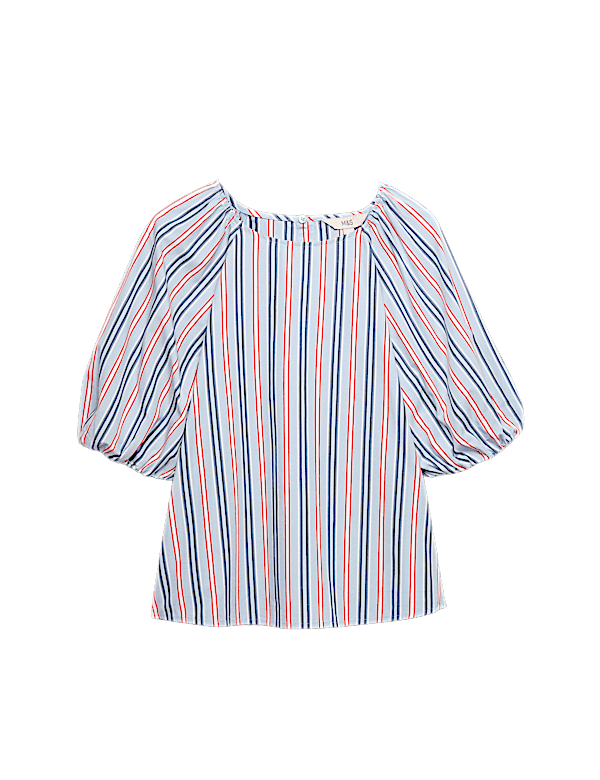 Pure Cotton Printed Puff Sleeve Blouse