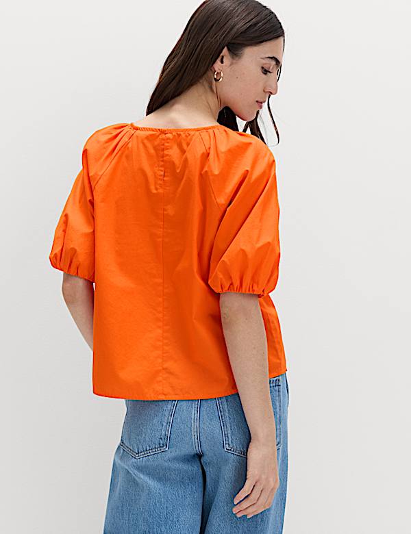 Pure Cotton Printed Puff Sleeve Blouse
