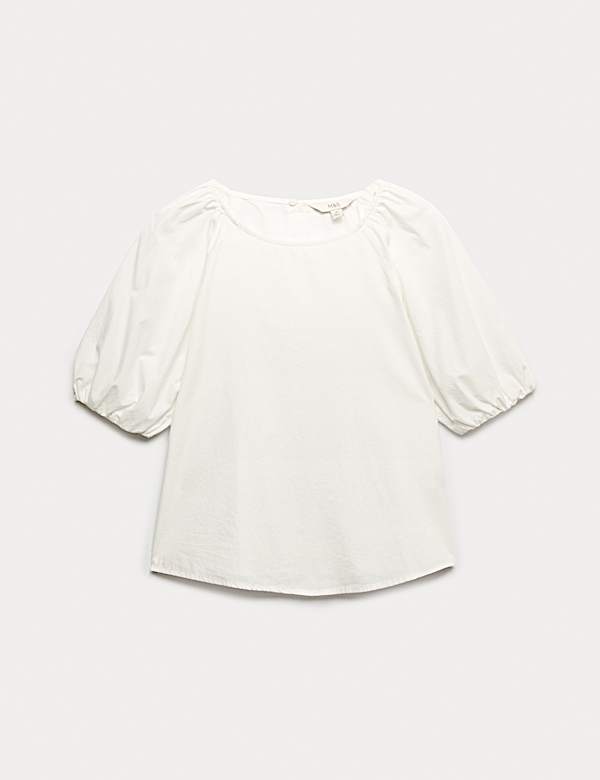 Pure Cotton Printed Puff Sleeve Blouse