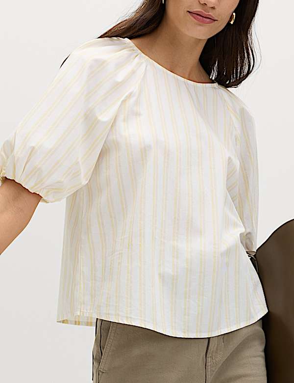 Pure Cotton Printed Puff Sleeve Blouse