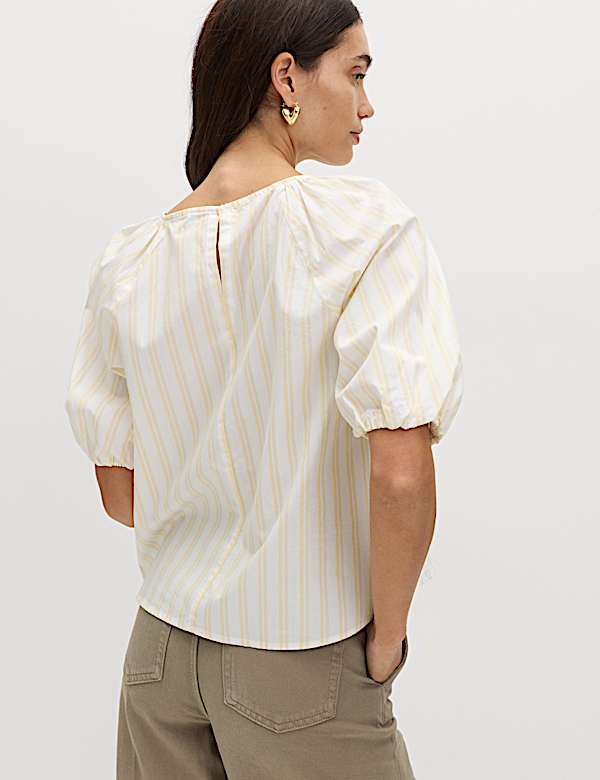 Pure Cotton Printed Puff Sleeve Blouse