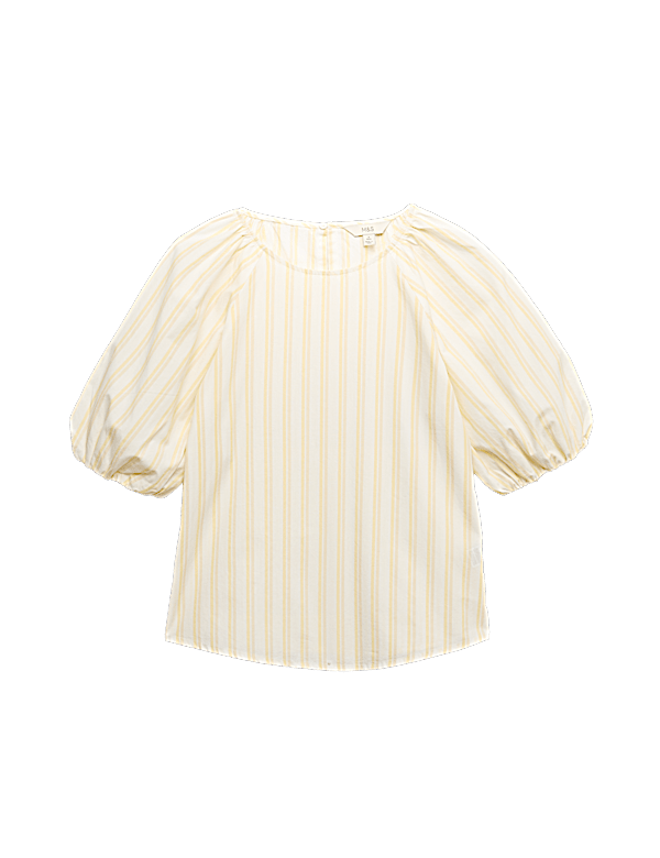 Pure Cotton Printed Puff Sleeve Blouse