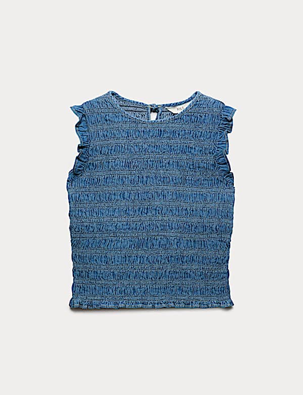 D&eacute;bardeur en jean fronc&eacute; - CH