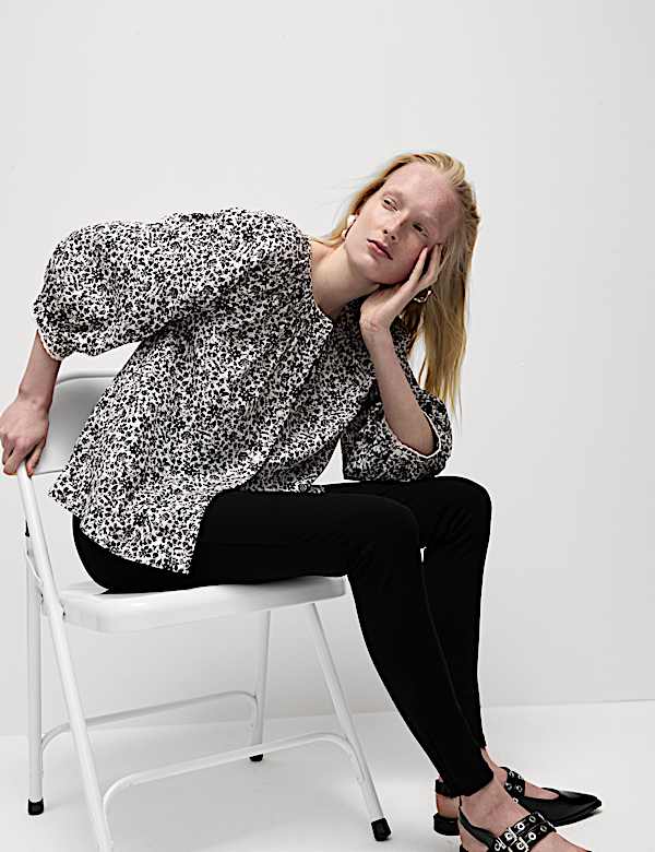 Pure Cotton Floral Blouse