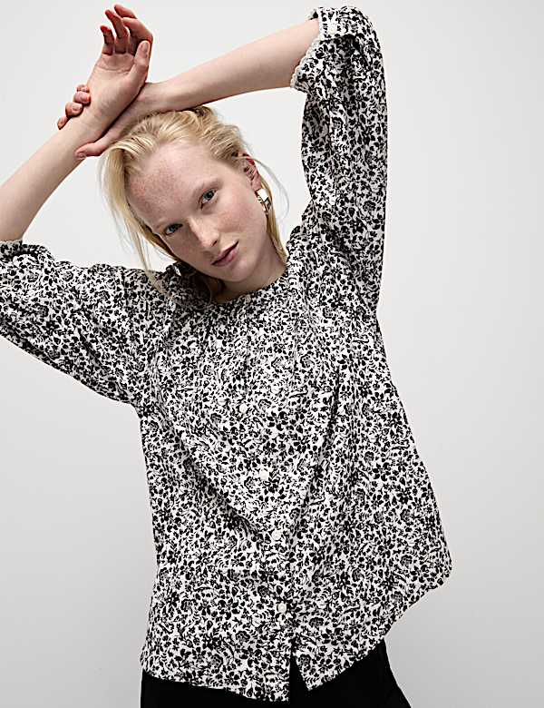 Pure Cotton Floral Blouse