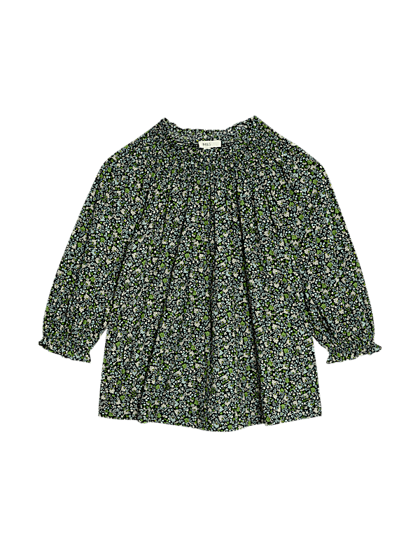 Cotton Blend Printed Blouse