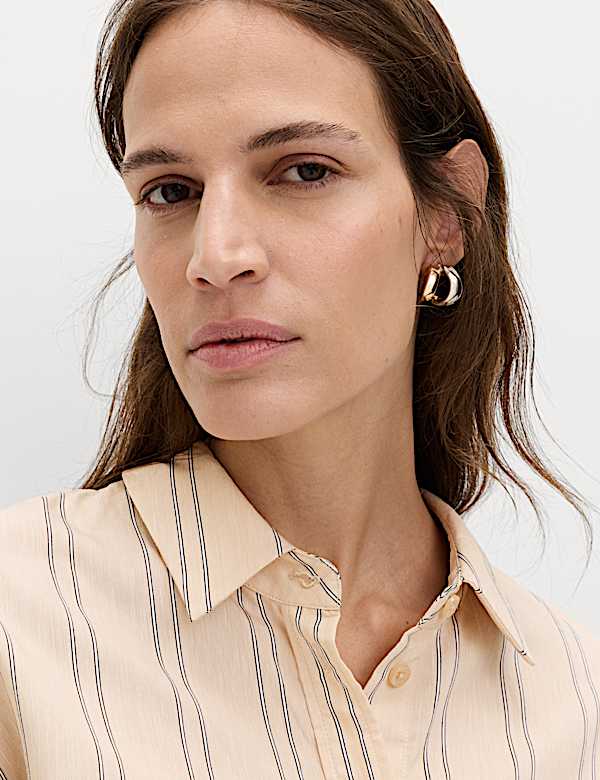 Striped Collared Shirt with Linen