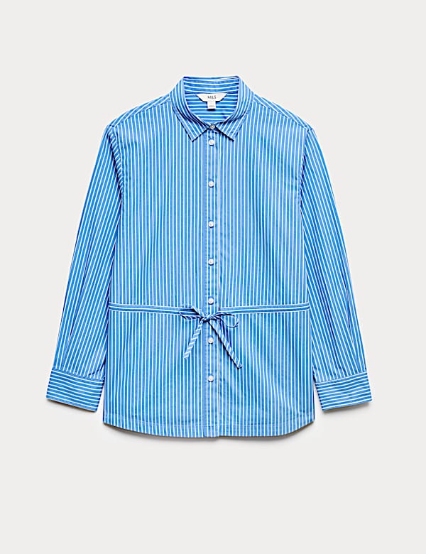 Pure Cotton Striped Drawstring Shirt - AT